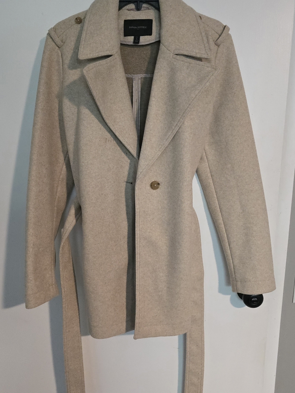 Banana Republic Light Cream Belted Pea Coat